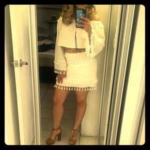 2 piece linen tassel outfit